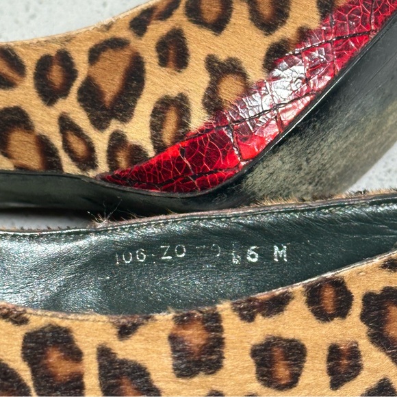 DONALD J PLINER COUTURE TIFF Leopard Calf Hair Peep Toe Pumps Heels 6M - Picture 7 of 12
